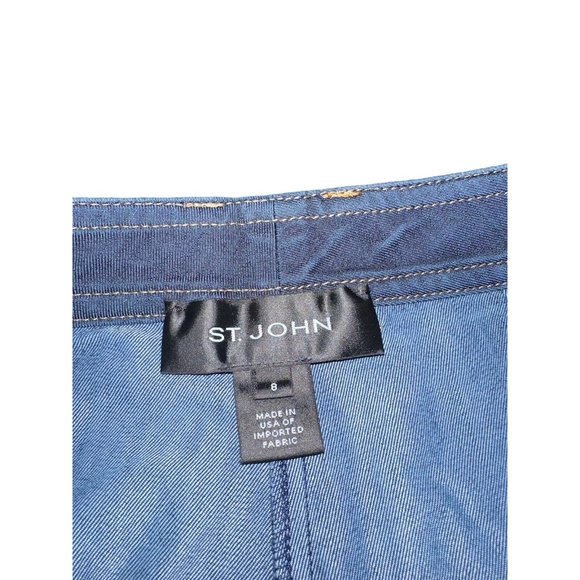 St. John Womens Flat Front Denim Jeans Size 8 Dark Wash Ankle Straight - Picture 4 of 8